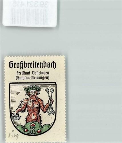 Großbreitenbach Vignette Wappen Freistaat Thüringen Sachsen Meiningen