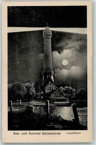 Swinemünde Swinoujscie Mondschein Leuchtturm bei Nacht