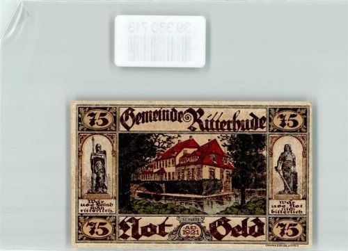 Ritterhude Notgeld 75 Pfennig Schloss Ritter Rüstung 1921
