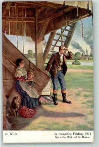 1914 Im russischen Feldzug Ein letzter Blick auf die Heimat Hund sign.de Witt Verlag Rehn Nr.83