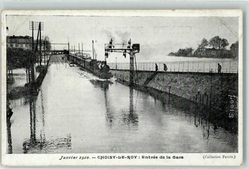 Choisy-le-Roi Janvier 1910 Entree de la Gare Eisenbahn Hochwasser