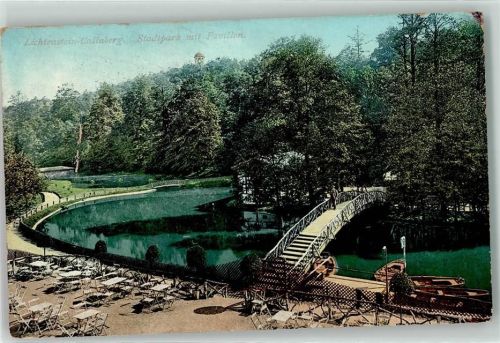 Callnberg Stadtpark Pavillon Brücke Ruderboot Terrasse