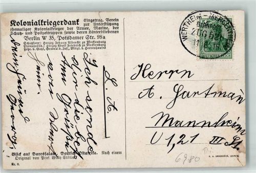 Bad Mergentheim 1915 Wertheim - Mergentheim Zug 526 Kolonialkriegerdank Daressalam Deutsch Ostafrika Prof. Wilh. Ströwer