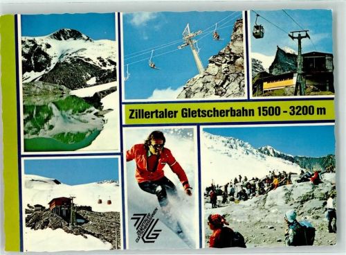 Hintertux Zillertaler Gletscherbahn 1500 - 3260 m Hüttenstempel Tuxer Ferner Haus Ski Lift Seilbahn Schnee Winter See