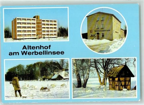 Altenhof FDGB Erholungsheim Märkischer Hof Bettenhaus Webellinsee Schwäne Winter