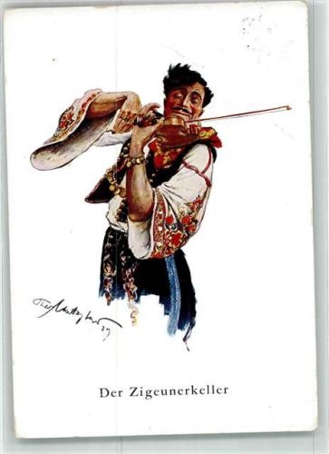 Charlottenburg sign.Theo Matejko Geige Der Zigeunerkeller Werbung