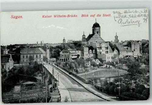 Sagan Zagan 1918 - Kaiser Wilhelm Brücke Blick auf die Stadt