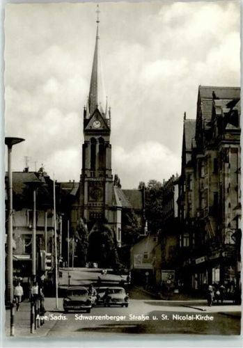 Aue Nicolai-Kirche Schwarzenbergstrasse Oldtimer Wartburg