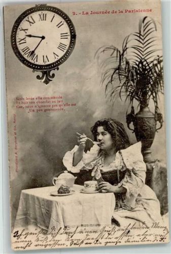 1904 Pariser Tag Uhr Spruch Frau Bahnpost Mülheusen Elsass