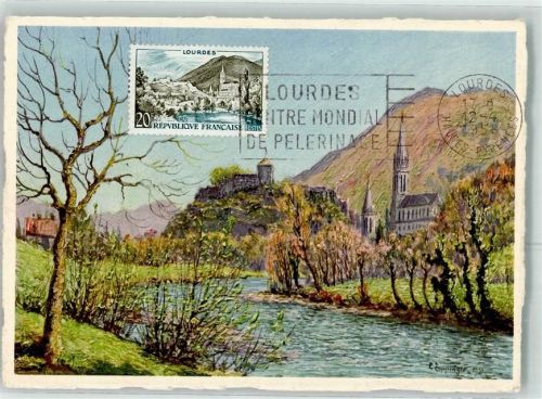 Lourdes la Basilique et le Chateau Fort sign. H. Zuppinger