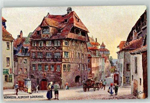 Nürnberg Albrecht Dürerhaus Litfaßsäule Tucks/ Raphael Tuck & Sons Nr 7580 Weite Weite Welt sign charles E. Flower Oilette