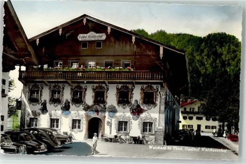 6344 Walchsee Foto AK Gasthaus Walchseerhof Oldtimer