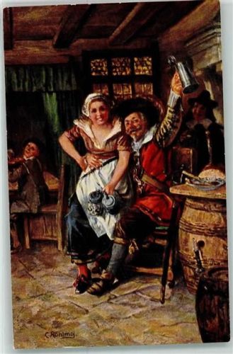 Ein guter Trunk macht Alte Jung Bierkrug sign.Carl Röhling Deutsche Kunst Nr.629