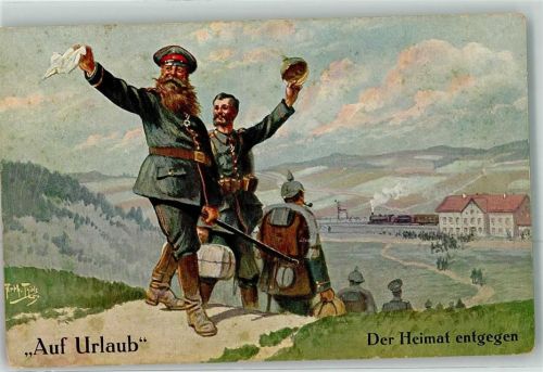 Auf Urlaub Der Heimat entgegen Verlag Dietrich Nr.153-1 Thiele, Arthur Künstlerkarte