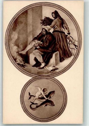 sign.Manes Josef Fische Engel Bauern UP Nr.704-2