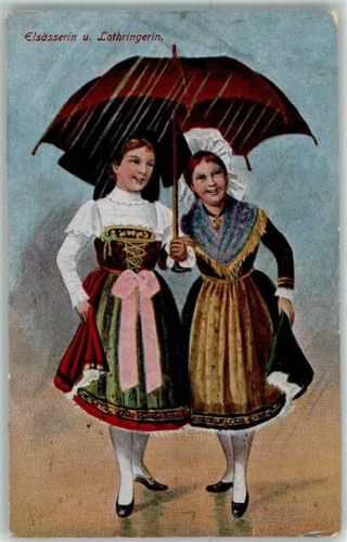 Gambsheim 1918 Elsässerin u. Lothringerin Tracht Ort lt. Stempel