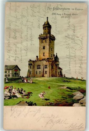 61389 W6384 Feldberg , Taunus 1902 Lithographie Der Feldbergturm