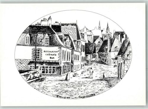 Auray Saint Goustan Hafen Restaurant Creperie Bar Gasthaus sign. Henriette Gorbitz