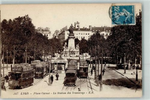 Lyon 1921 Place Carnot la Station des Tramways Straßenbahn
