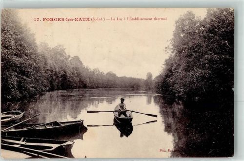 Forges-les-Eaux 1907 le Lac a l`Etablissement thermal Ruderboot