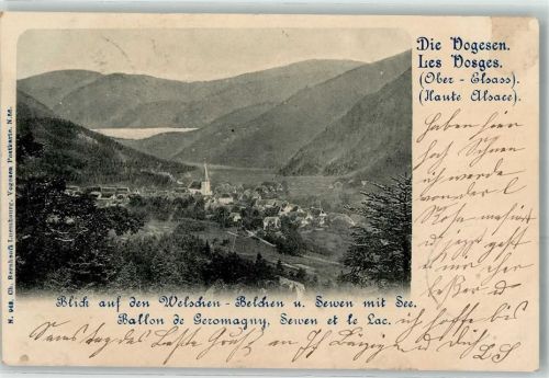 Sewen 1901 Blick auf den Welschen Belchen u. Sewen mit See