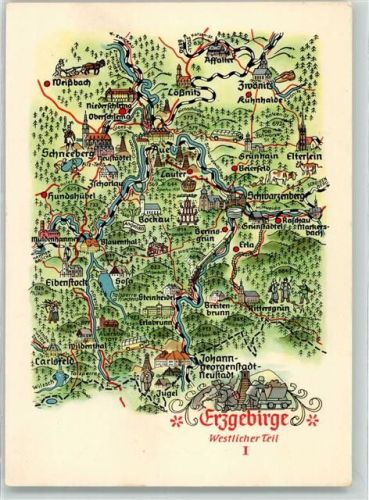 Johanngeorgenstadt Landkarte Erzgebirge westlicher Teil