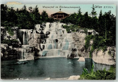 Wien 1912 Wasserfall im Türkenschanzpark