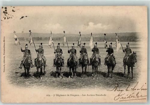 Fontainebleau 1904 7. Regiment de Dragons les Anciens Etendards Ort lt. Stempel