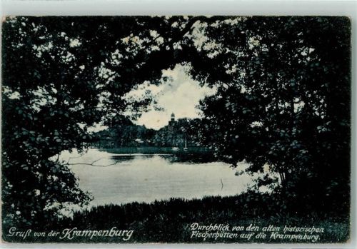 Treptow 1915 Blick von d. alten historischen Fischerhütte auf die Krampenburg