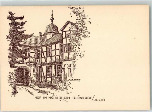 Rhöndorf Zeichnung Hof im Mütterheim sign. Virnicht