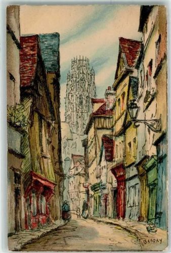 Rouen la Rue Damiette sign. Barday
