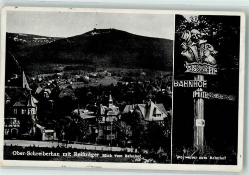 Schreiberhau Szklarska Poreba - Wegweiser zum Bahnhof