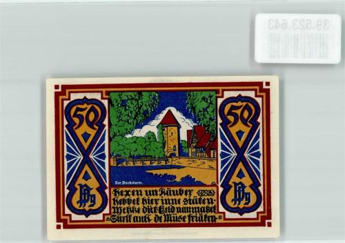 Osnabrück 1921 Gutschein über 50 Pfennig Stadthauptkasse Osnabrück Bocksturm