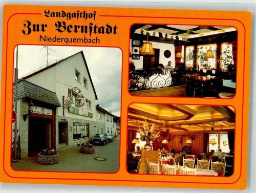 Niederquembach Landgasthof zur Bernstadt Gastraum Auto Blumen Gasthaus