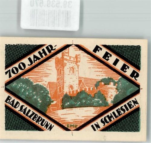 Bad Salzbrunn 1921 Notgeld 50 Pfennig 700 Jahrfeier