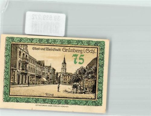Grünberg 1921 Notgeld 75 Pfennig Ring