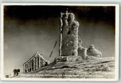Spindleruv Mlyn 1935 Kapelle Wetterstation Preussenbaude Schneekoppe Winter Hüttenstempel Schlesierhaus