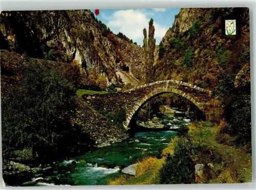 Andorra la Vella Romatische Brücke San Antonio Ort lt. Stempel