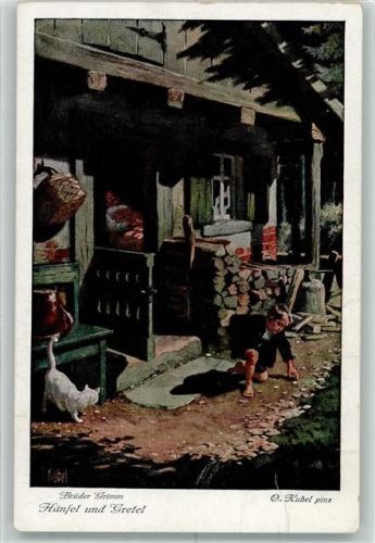 Hänsel und Gretel Katze Brüder Grimm Märchen Uvachrom Serie 125 Nr.3712