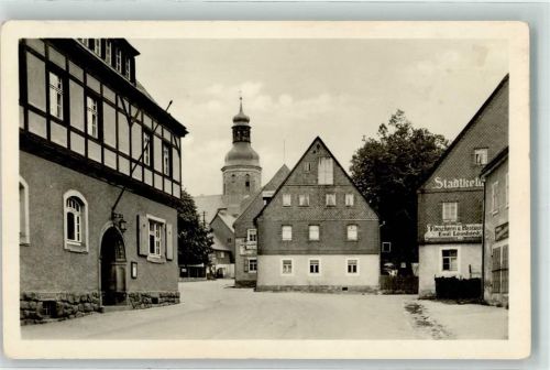 Geising 1961 Rathaus und Ev. Stadtkirche