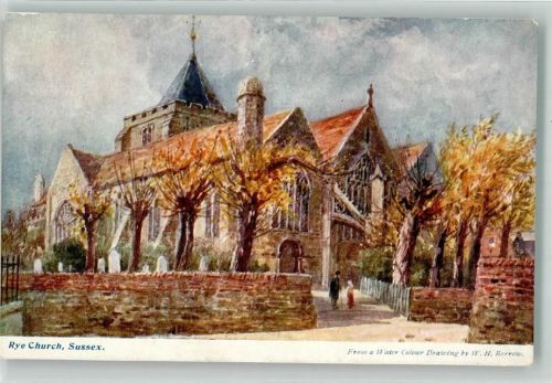 Sussex Kirche sign. Borrow, W.H. Rye Church