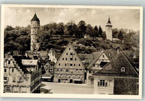 Biberach Kalellenplatz mit Blick auf weißen Turm u. Gigelturm