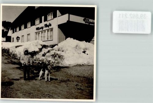 Obertal Foto Original aus Archiv eines Ansichtskartenverlags Murg-Cafe im Winter Hund Ort handschriftlich