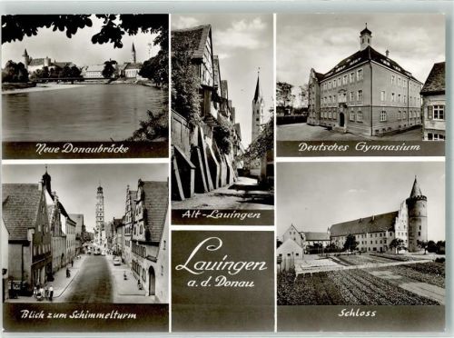 Lauingen Donaubrücke Stadtmauer Deutsches Gymnasium Schimmelturm Herzogschloss