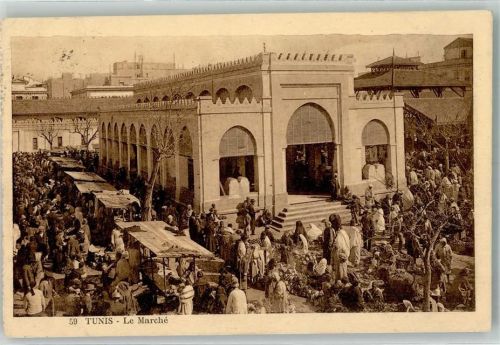 Tunis 1927 Marktszene Marktplatz Tracht