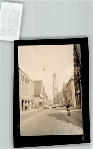Lauingen Straße Turm Auto Ort handschriftlich Foto Original aus Archiv eines Ansichtskartenverlags