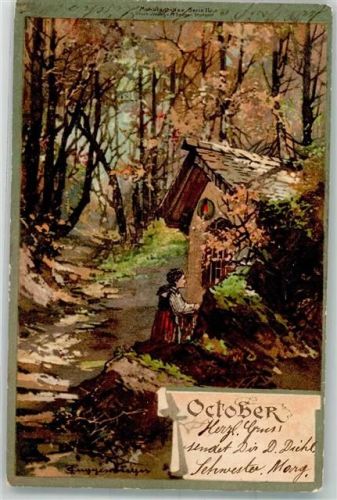 1901 Oktober Bildstock Monatsgrüße Serie II. Verlag M. Seeger