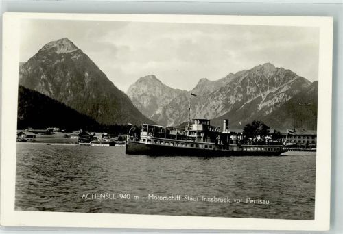 Pertisau Motorschiff Stadt Innsbruck Achensee Schiffsstempel Binnenschiff Foto AK