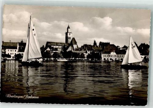 Überlingen 1956 Segelboote Kirche