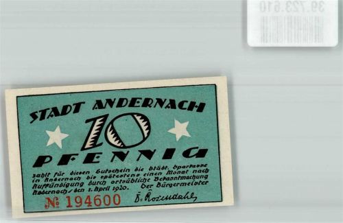 Andernach 1920 10 Pfennig